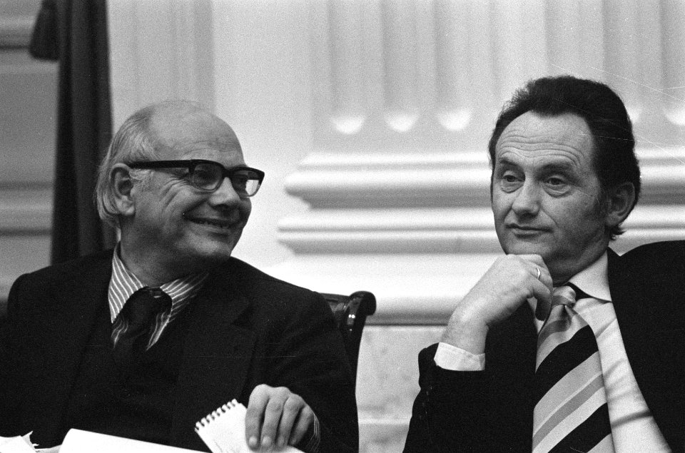 Premier Den Uyl (links) en minister Boersma, Bestanddeelnr 926-8944