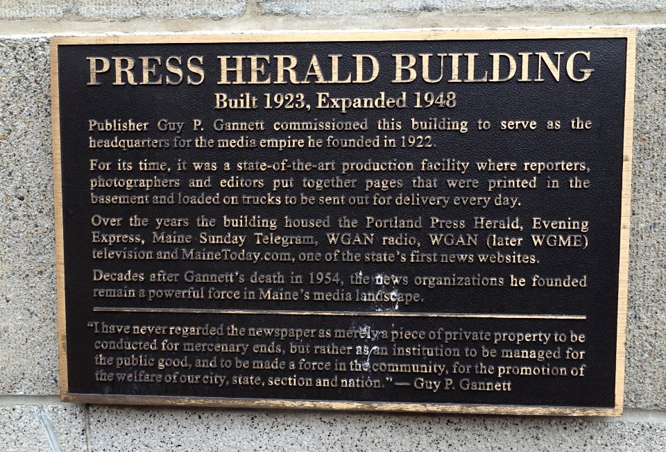 Press Herald Building plaque - Portland, Maine - DSC03871