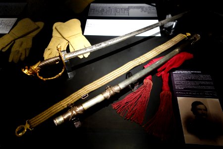 Presentation-Grade 1850 Foot Officer's Sword Set and Gauntlets, sword by Tiffany - Wisconsin Veterans Museum - DSC02980