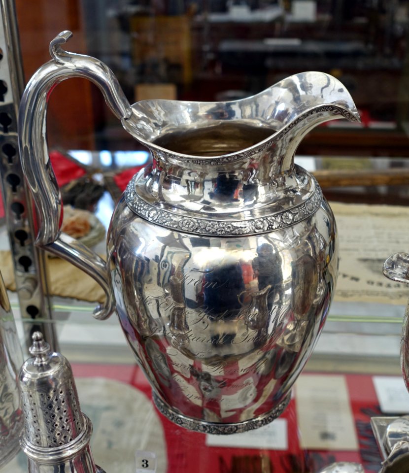 Presentation pitcher, John Crawford, New York City, c. 1820, silver - Bennington Museum - Bennington, VT - DSC08703