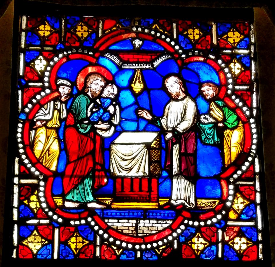 Presentation of the Christ Child in the Temple, France, c. 1195, stained glass - Hyde Collection - Glens Falls, NY - 20180224 123932