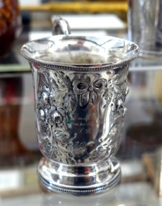 Presentation cup, Town and Witherell silversmiths, Montpelier VT, active from 1838-1845, silver - Bennington Museum - Bennington, VT - DSC08698