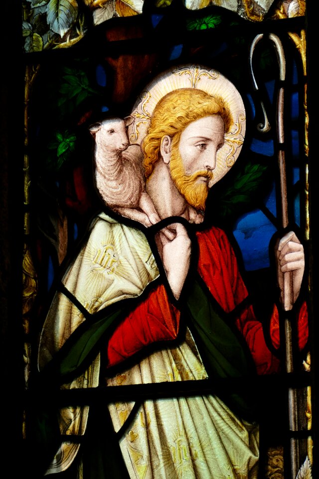 Stained glass old window bible