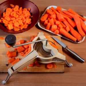 Preparing and slicing carrots - square