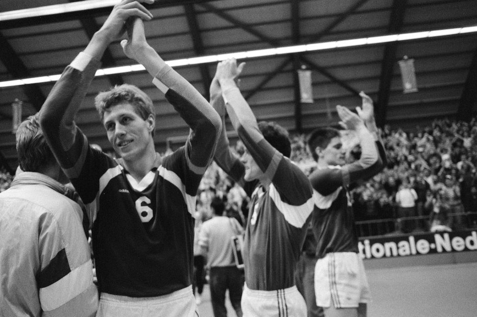 Pre-Olympische volleybaltoernooi te Amsterdam Nederland tegen China, Vreugde bi, Bestanddeelnr 934-1852