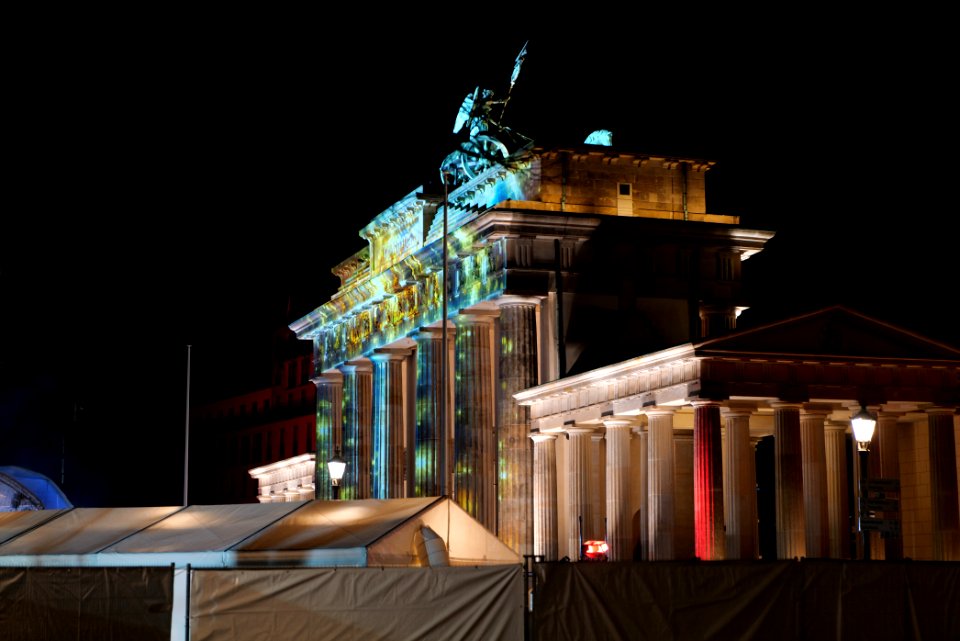 Preparation of ZDF new year TV show at Brandenburg gate 2020-12-30 19