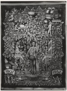 Prent aangeboden door het personeel van de Union chocoladefabriek bij het 50-jarig bestaan in 1952. NL-HlmNHA 54011277