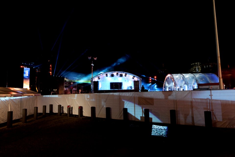 Preparation of ZDF new year TV show at Brandenburg gate 2020-12-30 13