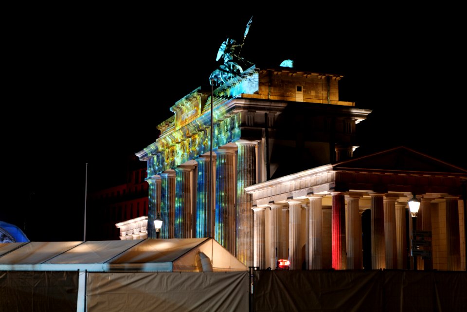 Preparation of ZDF new year TV show at Brandenburg gate 2020-12-30 18
