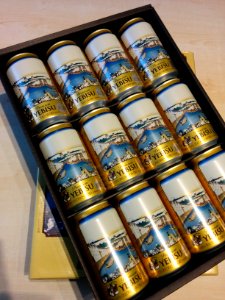 Premium Yebisu beer box with painting