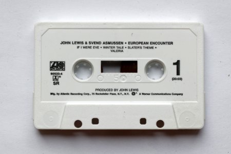 Prerecorded cassette (John Lewis and Svend Asmussen) with Dolby SR and HX marking 01