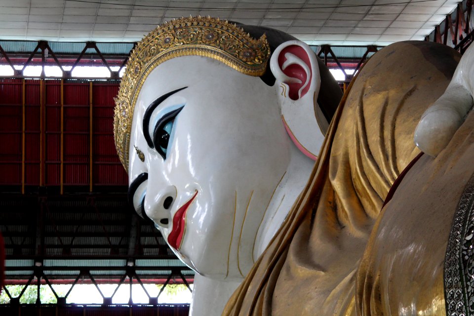 Reclining Buddha statue in Chaukhtatgyi Buddha temple Yangon Myanmar (8)