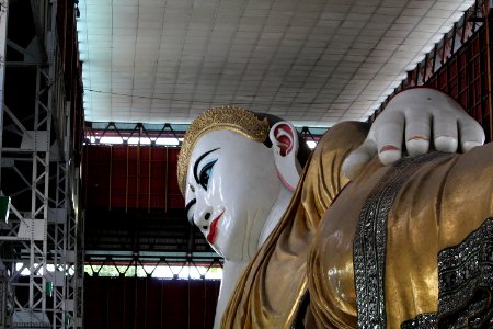 Reclining Buddha statue in Chaukhtatgyi Buddha temple Yangon Myanmar (4)