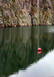 Red buoy in Loddebo in the rain 3 photo