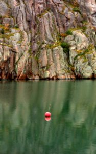 Red buoy in Loddebo in the rain 1 photo