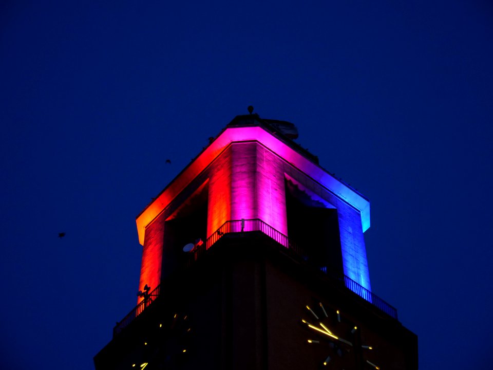 Rathaus Spandau illuminated tower 04