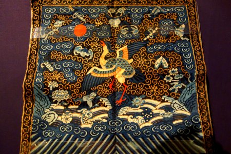 Rank badge for 7th rank civil servant, China, Tongzhi period (1862-1874), silk - Fernbank Museum of Natural History - DSC00015