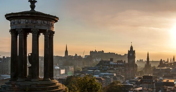View of edinburgh scotland sunset over the edinburghom