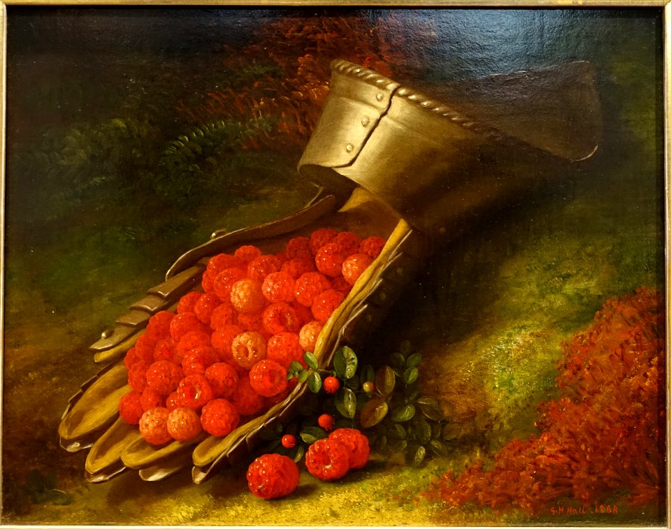 Raspberries in a Gauntlet, by George Henry Hall, 1868, oil on canvas - Currier Museum of Art - Manchester, NH - DSC07419