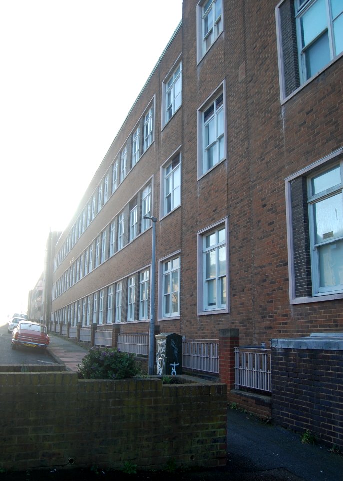 Rear Elevation of Mithras House, Dewe Road, Brighton (February 2020)