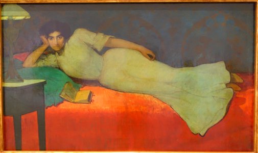 Reading by Julio Romero de Torres, Cordoba, c. 1901-1902, oil on paper on canvas - Museo Nacional Centro de Arte Reina Sofía - Madrid, Spain - DSC08492