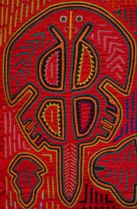 Ray detail (red), Mola (blouse panel), Cuna (Kuna) Indians, Honolulu Museum of Art, 3739.1 (cropped)