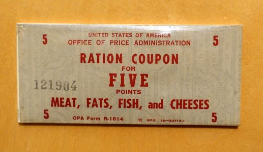 Ration Coupon for Five Points (Meat, Fats, Fish, and Cheeses) - National Museum of American History - DSC00068