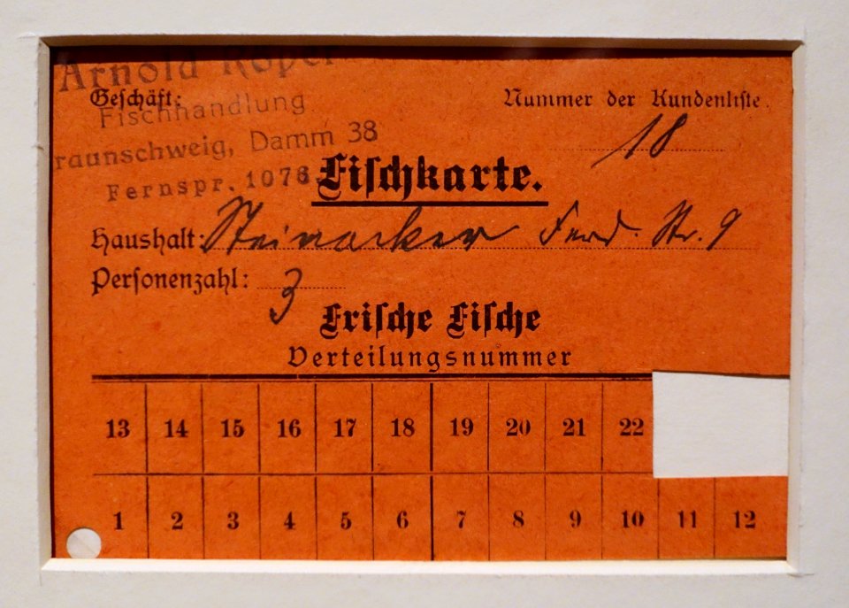 Ration stamps for fish, Braunschweig, 1918 AD - Braunschweigisches Landesmuseum - DSC04689