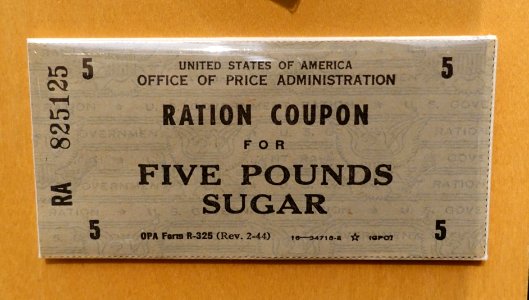 Ration Coupon for Five Pounds Sugar - National Museum of American History - DSC00070