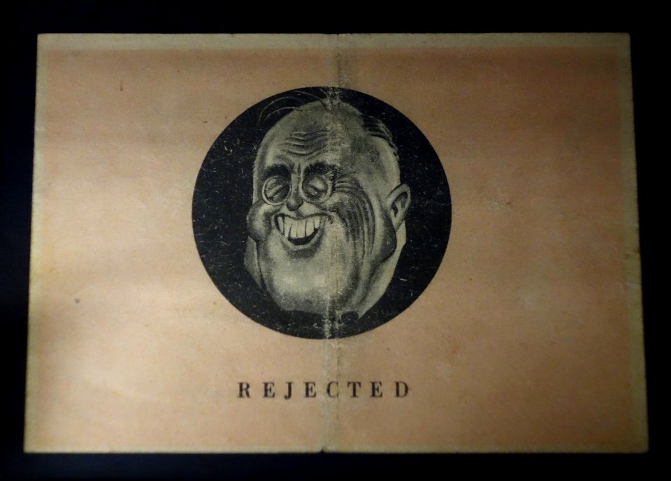 Rejected - World War II German battlefield propaganda against Roosevelt - Fort Devens Museum - DSC07168