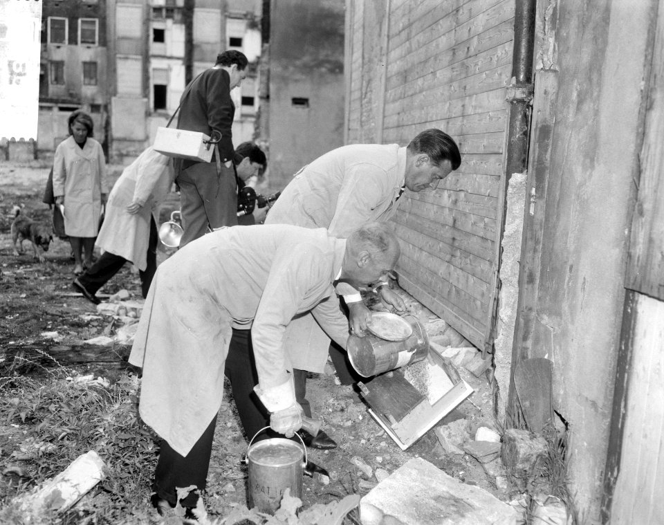 Rattenbestrijding in Amsterdam, het uitstrooien van het rattengif, Bestanddeelnr 917-9866