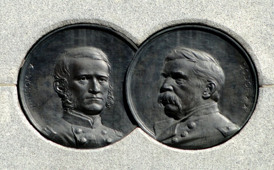 Ransom and Dodge medallions - General William Tecumseh Sherman Monument - Sherman Plaza - Washington DC - DSC08305