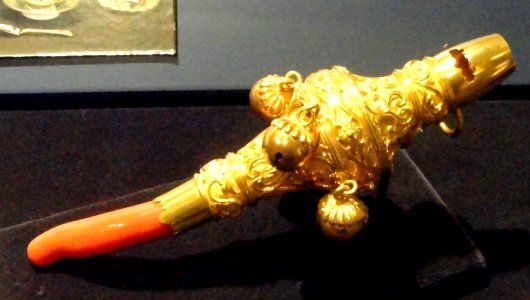 Rattle with coral soother, from silver collection of Elizabeth Conyngham, mistress of George IV of England - Royal Ontario Museum - DSC09532
