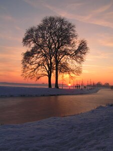 Snow ice sunset photo