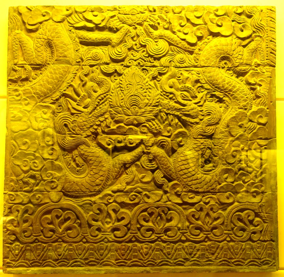 Relief, Thai Lac Pagoda, Lac Hong Com, My Van Dis, Hung Yen province, Tran dynasty, 13th-14th century AD, carved wood - National Museum of Vietnamese History - Hanoi, Vietnam - DSC05499