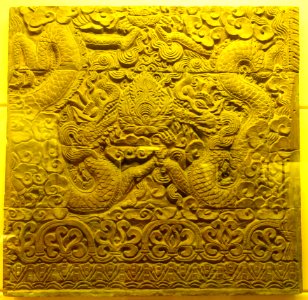 Relief, Thai Lac Pagoda, Lac Hong Com, My Van Dis, Hung Yen province, Tran dynasty, 13th-14th century AD, carved wood - National Museum of Vietnamese History - Hanoi, Vietnam - DSC05499