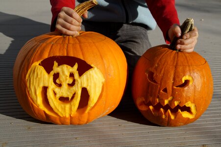 Pumpkin ghost carved art photo