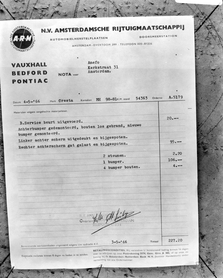 Rekening ARM (Vauxhall), Bestanddeelnr 919-1239