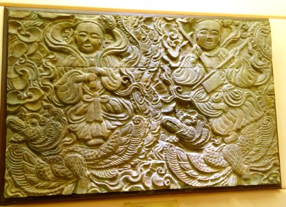 Relief, Thai Lac Pagoda, Lac Hong Commune, My Van District, Hung Yen province, Tran dynasty, 13th-14th century AD, identified as carved wood - National Museum of Vietnamese History - Hanoi, Vietnam - DSC05502
