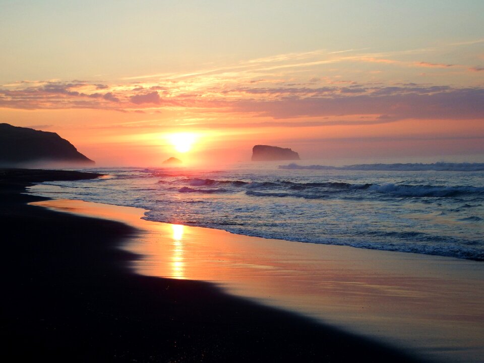 Beach wave rocks photo