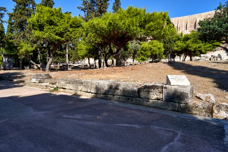 Remains of the precinct wall of the Sanctuary of Dionysus Elefthereus on September 25, 2020