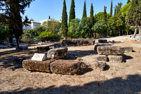Remains of the Later Temple of Dionysus Elefthereus on September 25, 2020