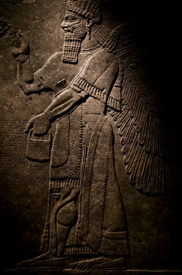 Relief of a winged supernatural deity from Ashur-nasirpal II's Northwest Palace at Kalhu (Nimrud) 01