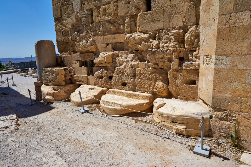 Remains of the volute drums of the Pre-Parthenon on the Acropolis, 30 July 2020