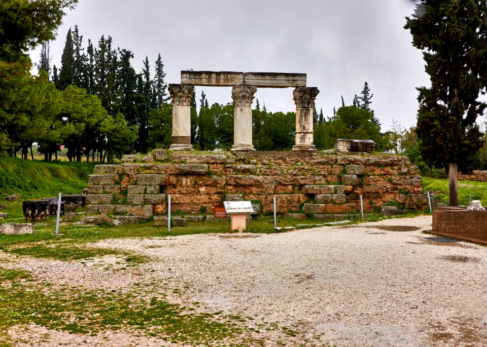 Remains of the Temple E at the archaeological site of ancient Corinth on 6 April 2019