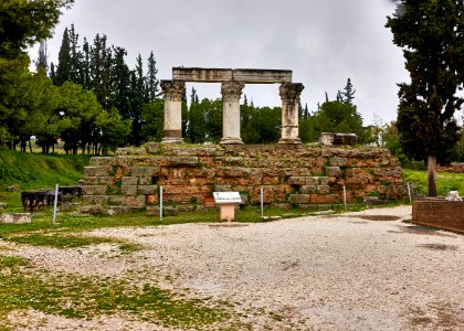 Remains of the Temple E at the archaeological site of ancient Corinth on 6 April 2019