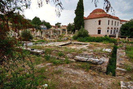 Remains of the public toilets (Vespasianae, latrinae) in the Roman Agora of Athens on June 24, 2020