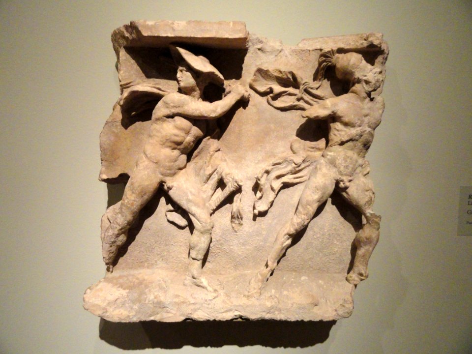 Relief of Hermes and Ares, 300-200 BC, Greek, Tarentum, limestone - Cleveland Museum of Art - DSC08221