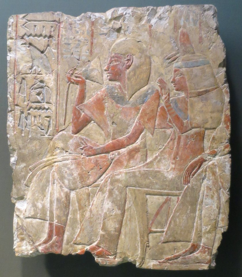 Relief of noble and his wife Iny, Egyptian, New Kingdom, Dayton Art Institute