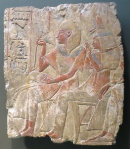 Relief of noble and his wife Iny, Egyptian, New Kingdom, Dayton Art Institute